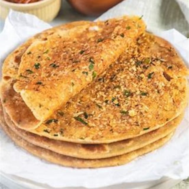 Paneer Paratha (2) with Yoghurt and Pickle..