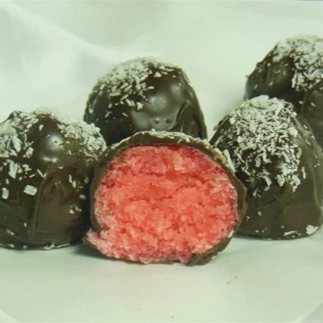 Chocolate Rose Coconut Rolls.